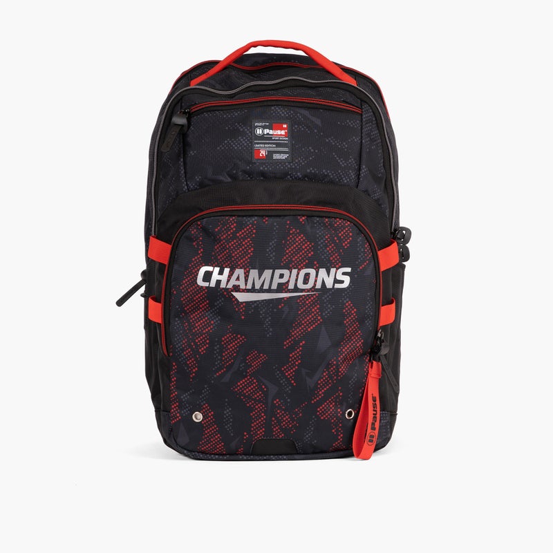 PAUSE Printed Backpack for Boys - Black and Red - Image 1